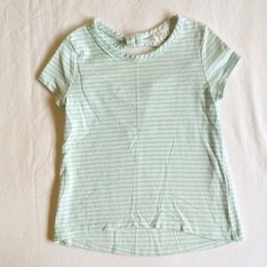 btween aqua blue stripe cap sleeve top with peekaboo back size 4 girls